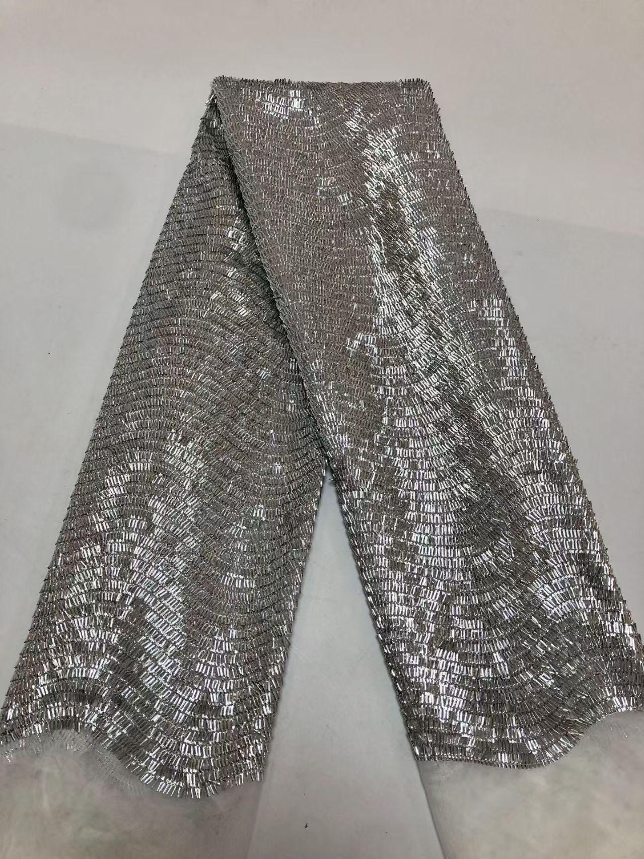 Rectangular Sequins Sparkle Wave Sequin Fabric,3d Roll Rectangular Sequins on Mesh for ...