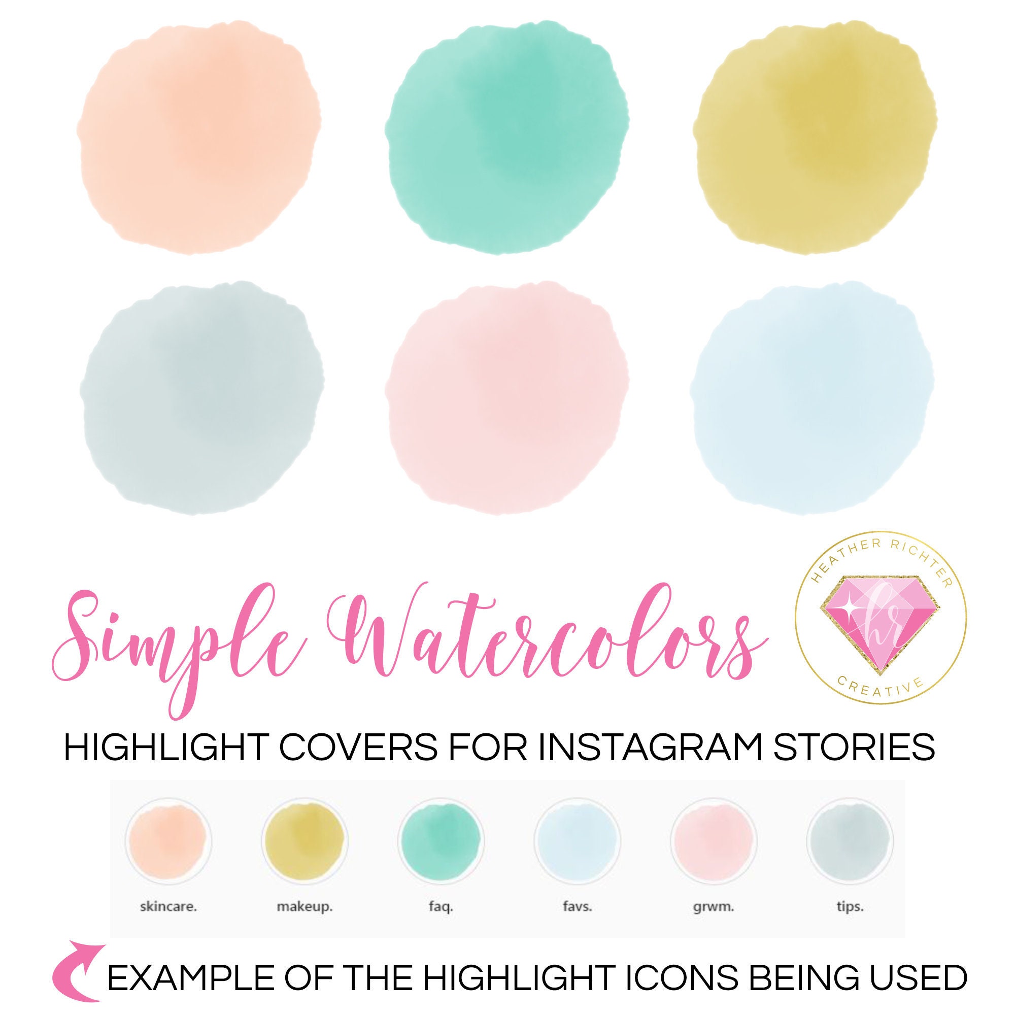 Simple Watercolors Instagram Story Highlight Covers | Etsy