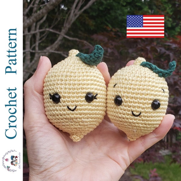 CROCHET PATTERN lemon digital download Amigurumi kawaii crochet emotional support amigurumi crochet positive fruit, positivity gift