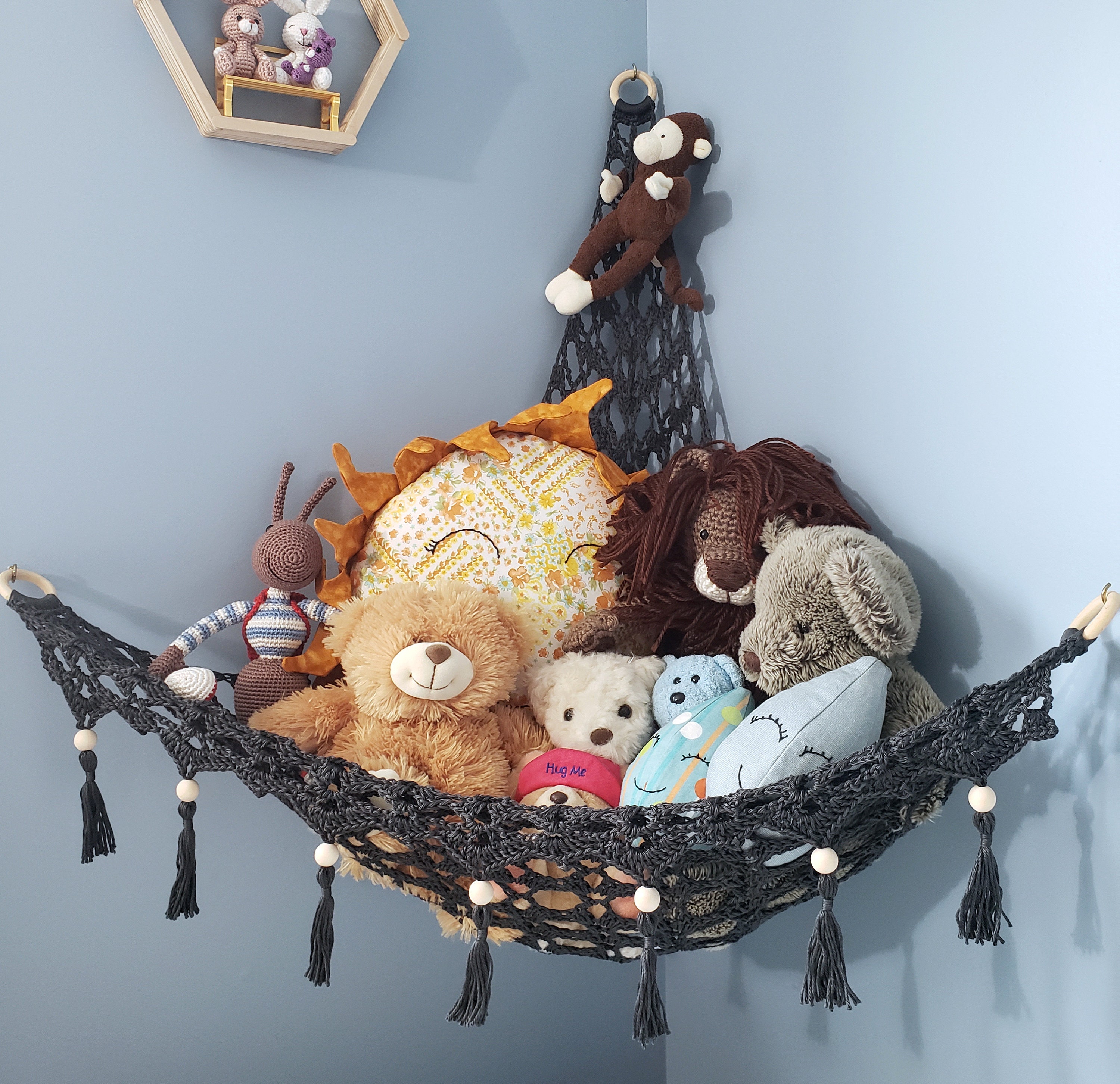 Corner Hammock Stuffed Animal Storage Net Stuffed Animals Mesh Toy