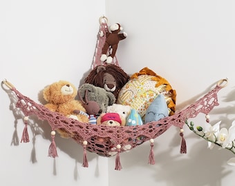 Toy hammock, stuffed animal storage, plush hammock, baby shower gift niece, kids room decor, kids toy storage, nursery wall decor, toy shelf