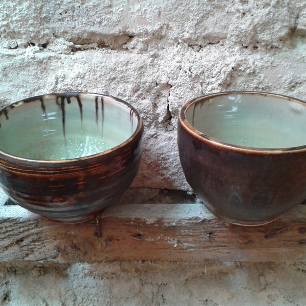 stoneware tea bowl set bronze-mint