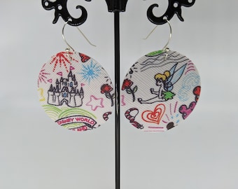 Pendientes redondos de piel sintética con dibujo de Disney