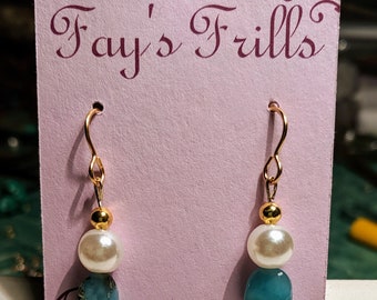 Larimar and Pearl Earrings