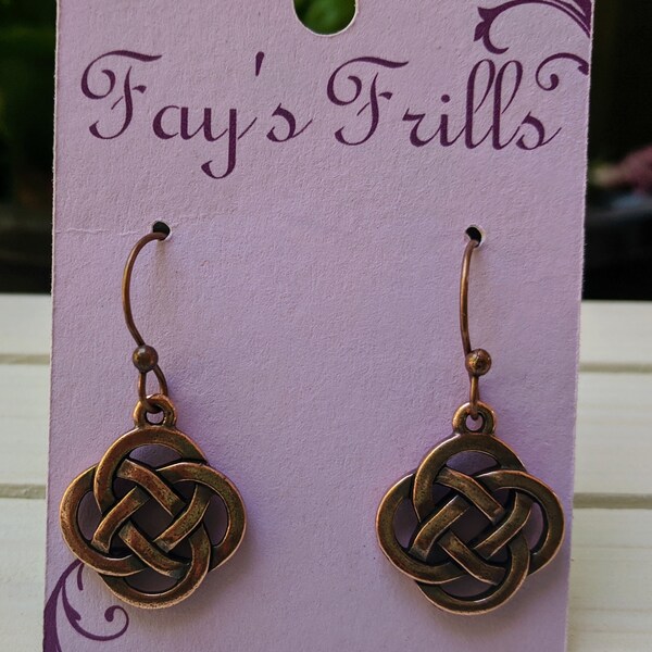 Bronze Celtic Knot Drop Earrings