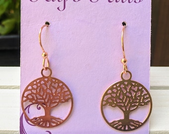 Tree of Life Rosegold earrings