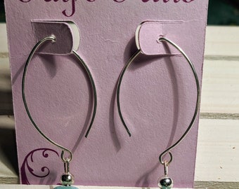 Pendientes de larimar, plata de ley, espalda marquesa