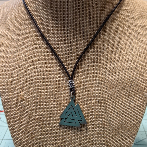 Valknut Viking Symbol Amulet with leather cord