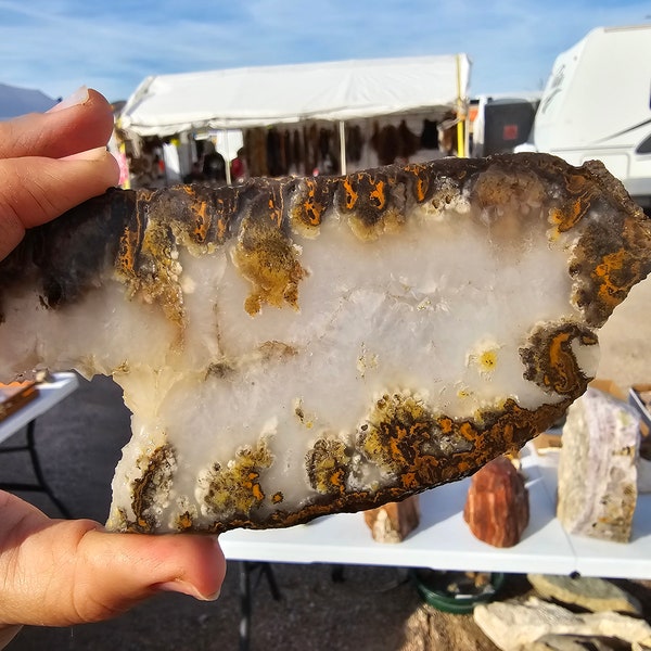 NV Druzy Plume Agate Slabs UNPOLISHED