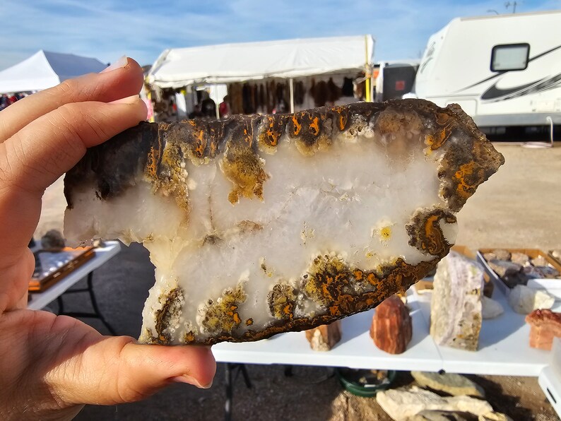 NV Druzy Plume Agate Slabs UNPOLISHED image 1