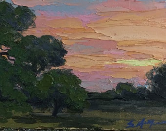 Miniature oil on panel   Texas sunrise southwest art