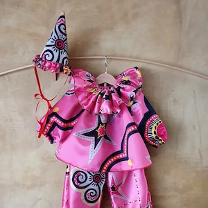 Baby girl Clown costume, girls costume, circus costume, jester baby carnival, toddler costume, child pink pierrot costume