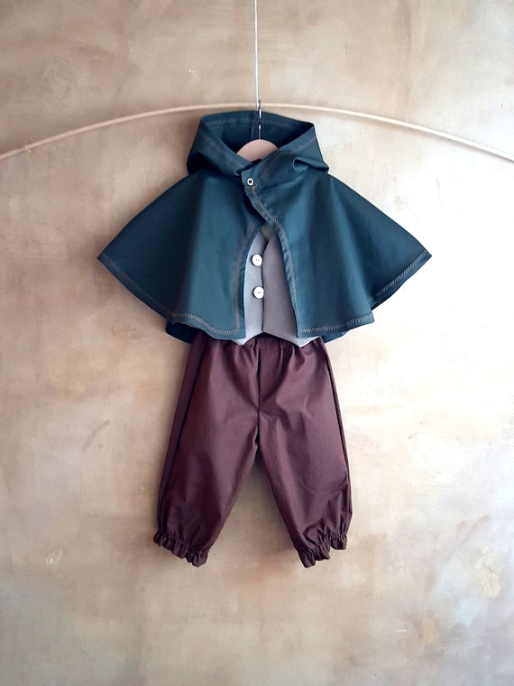 Hobbit child costume 3T Gnome Elf outfit Cloak Pants Haversack Lotrs cosplay Italian Baby Fashion Toddler children medieval luxury dress