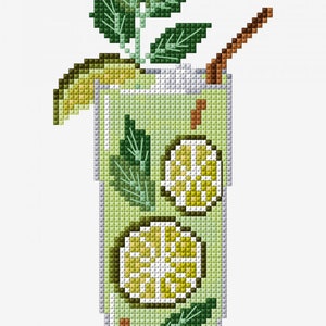 DMC Mojito embroidery kit. All needed supplies to cross stitch or embroider this summer design: threads bundle in green shades, hoop, aida. image 5