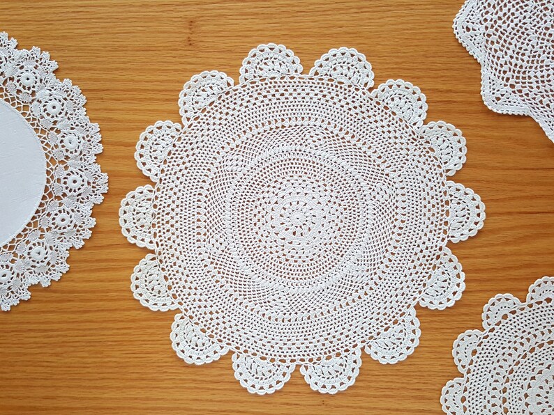 Assorted doilies set of 5 crochet doilies white cream French Etsy