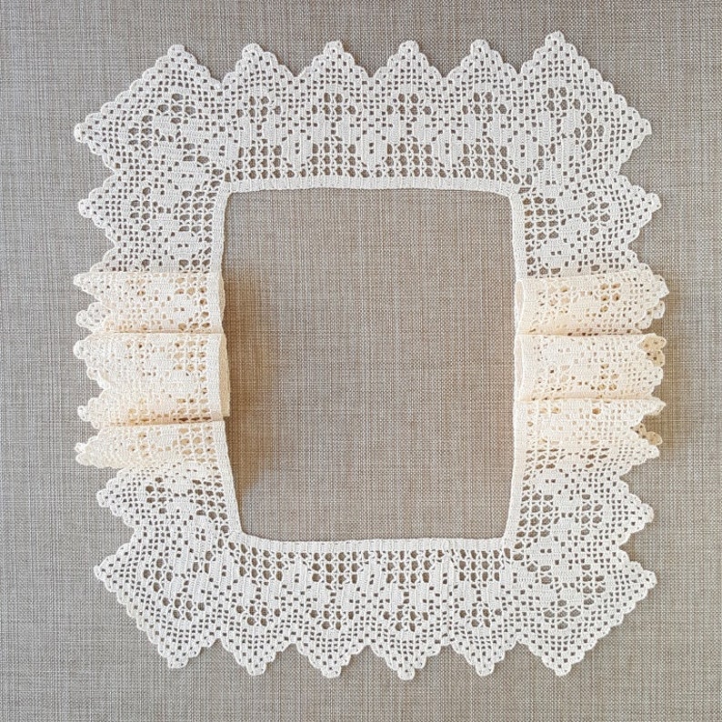 PDF pattern: Hand crocheted border, fillet crochet lace trim linear or turning edge, instant download wide lace fine crochet edge home decor imagem 6