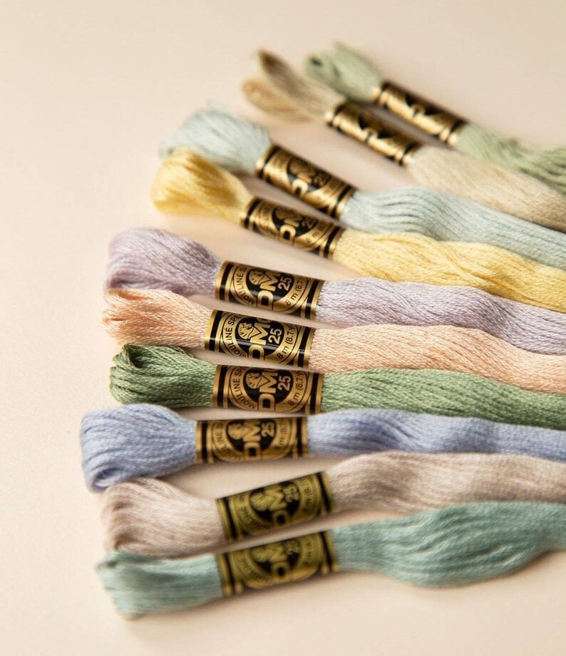 DMC pastel palette. Bundle of 10 pastel embroidery threads Etsy