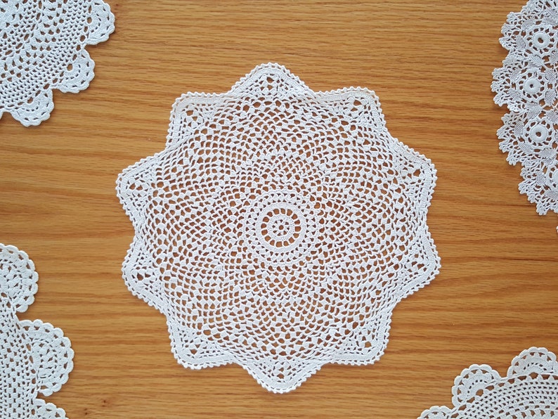 Assorted doilies set of 5 crochet doilies white cream French Etsy