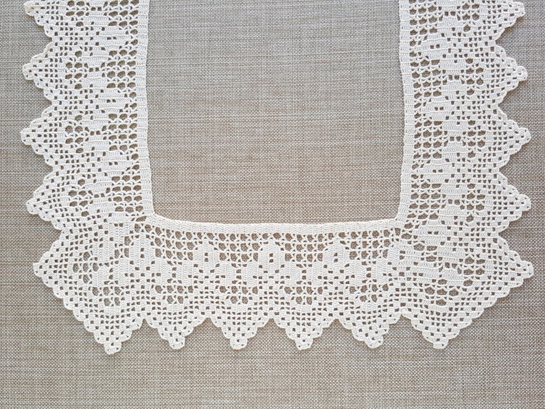 PDF pattern: Hand crocheted border, fillet crochet lace trim linear or turning edge, instant download wide lace fine crochet edge home decor imagem 5