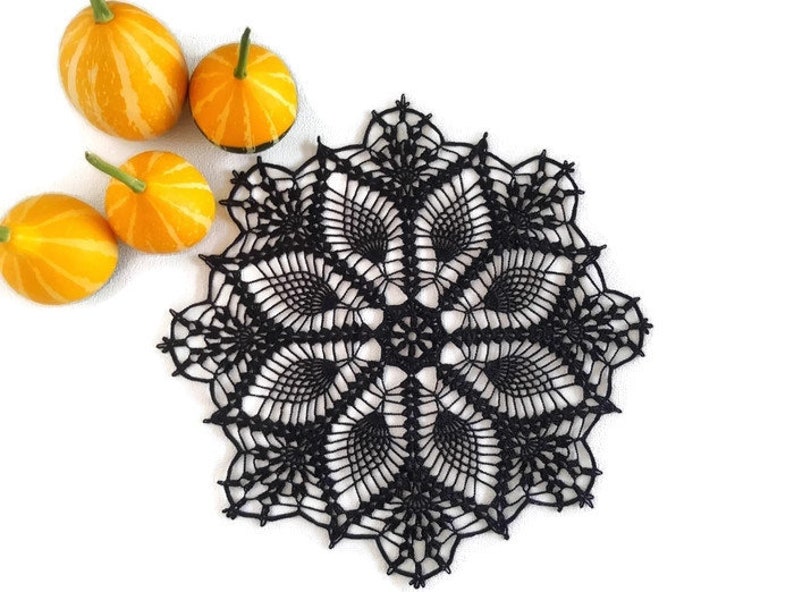 Diadema Black Lace Doily Crochet Centerpiece Dreamcatcher Etsy