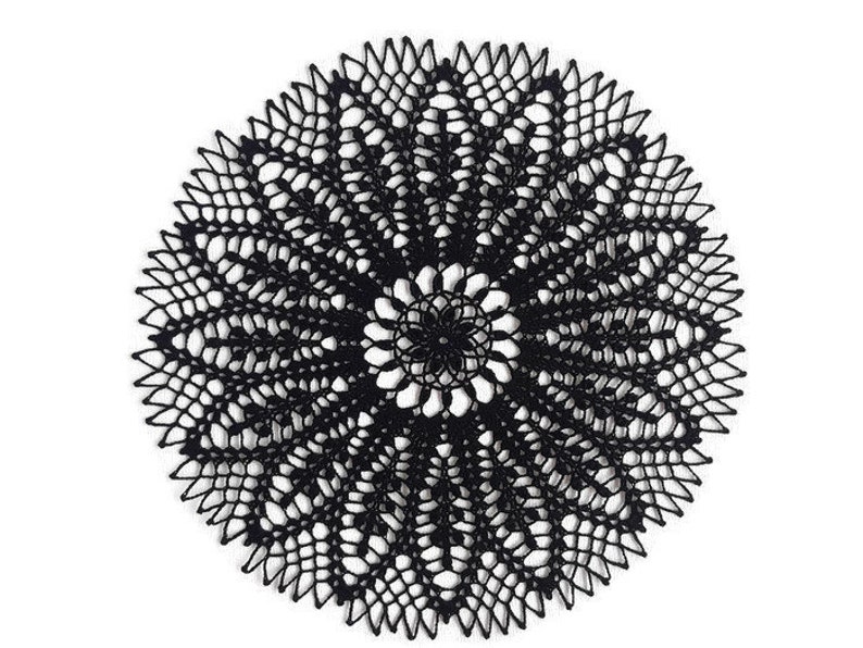 Gothic Style Black Lace Doily Crochet Centerpiece Round Lace Etsy