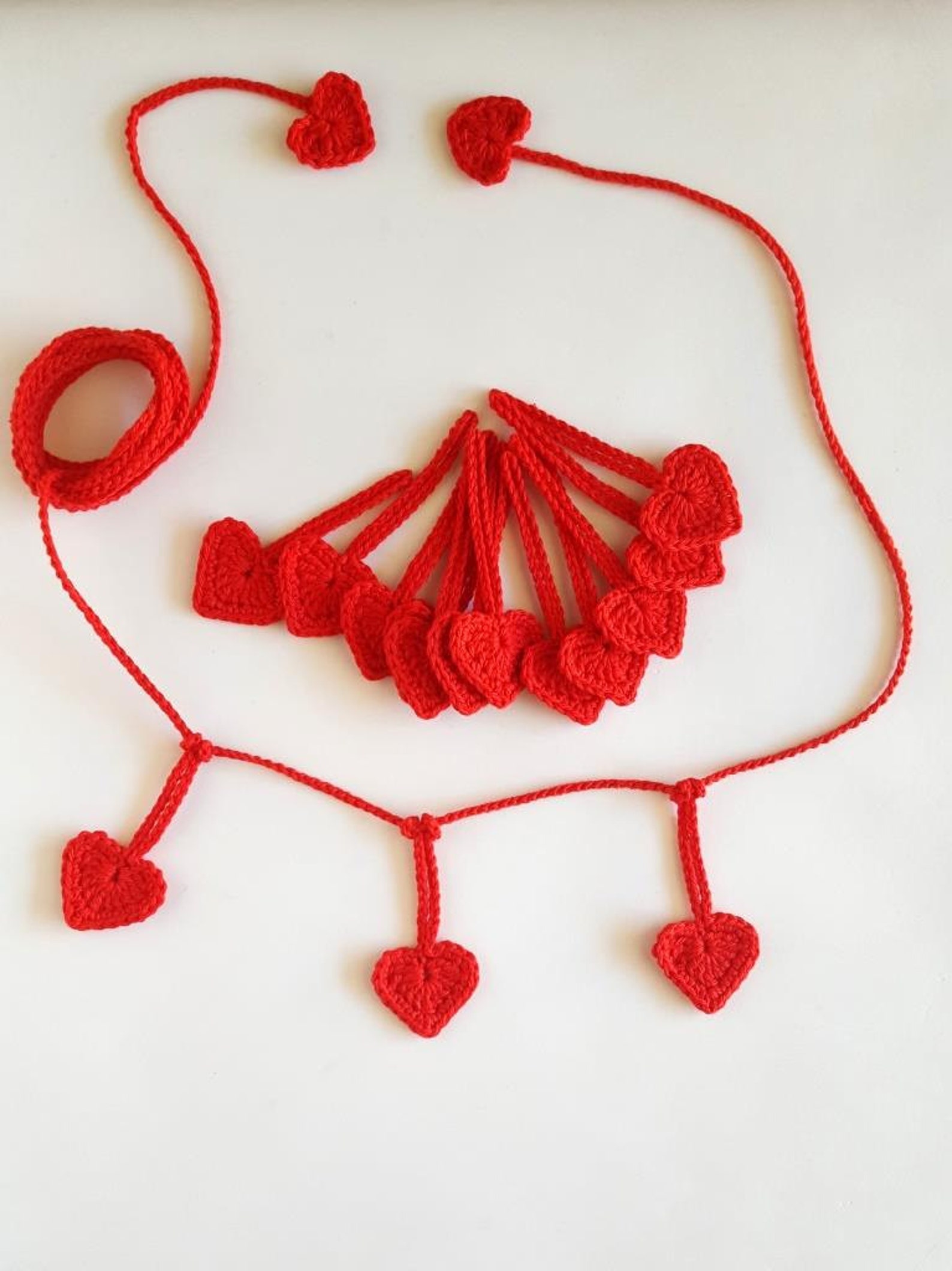 Garland of 15 Red Crochet Hearts Crochet Bunting Heart Etsy