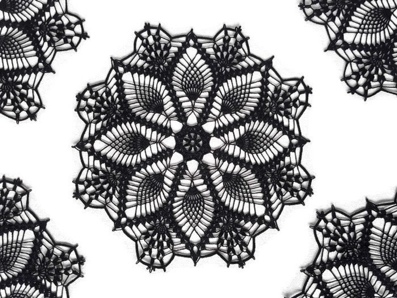 Diadema Black Lace Doily Crochet Centerpiece Dreamcatcher Etsy