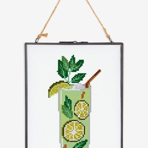 DMC Mojito embroidery kit. All needed supplies to cross stitch or embroider this summer design: threads bundle in green shades, hoop, aida. image 8