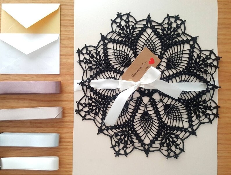 Diadema Black Lace Doily Crochet Centerpiece Dreamcatcher Etsy