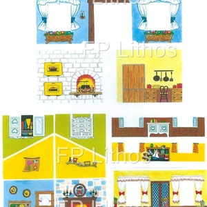 Fisher-Price Replacement Lithos - #952 HOUSE INSIDE WALLS - Little People (Lithographs, decals, stickers)