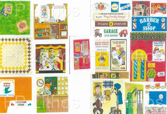 VINTAGE FISHER PRICE LITTLE PEOPLE 994 CAMPER REPLACEMENT LITHOS STICKERS DECALS