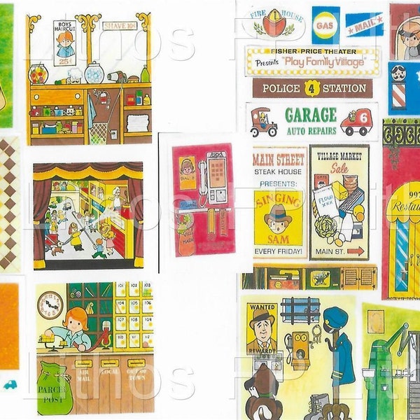 Vintage FISHER-PRICE VILLAGE #997 Replacement Lithos- Stickers Little People