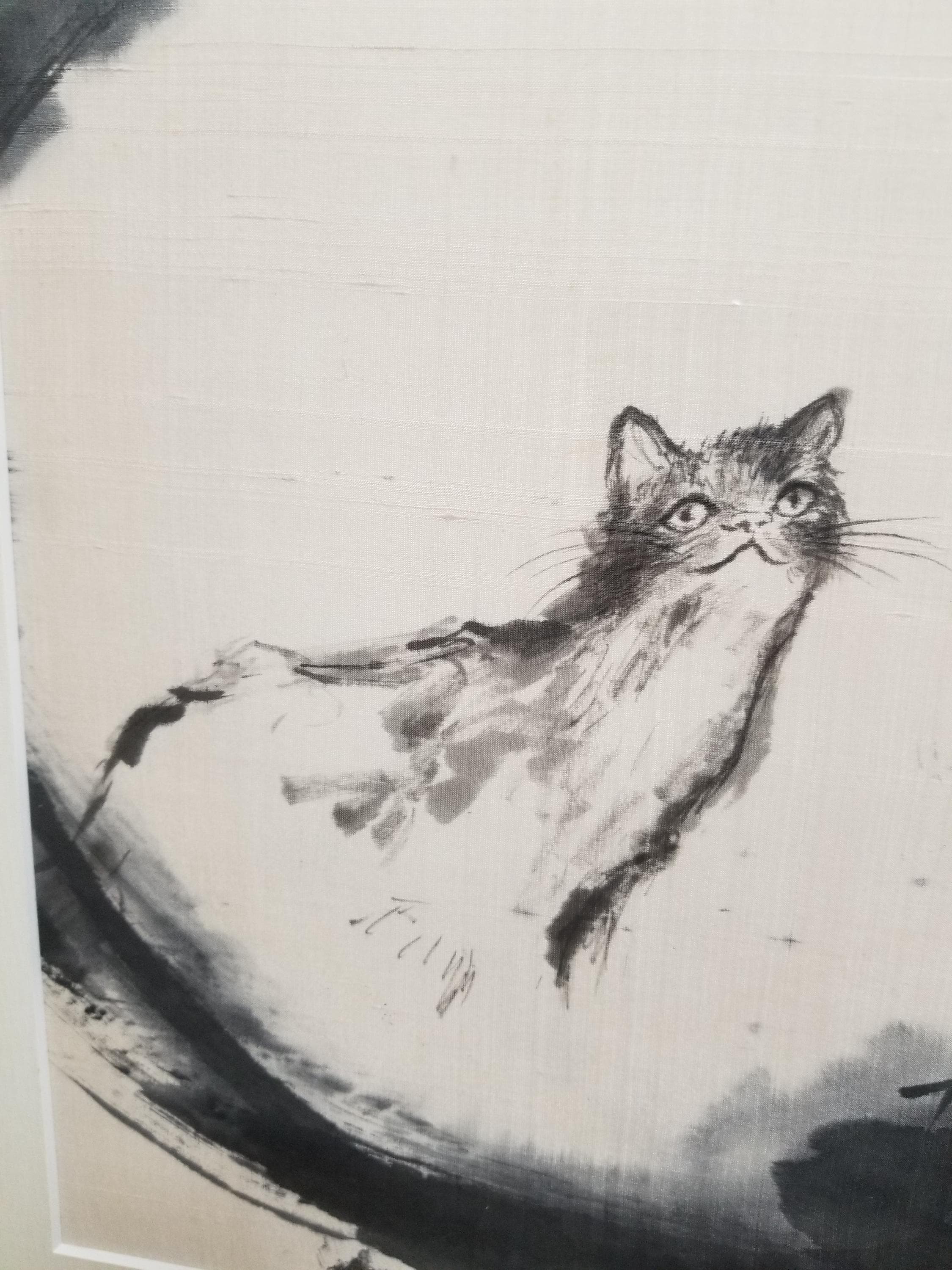 Cat and Enso, Zen Art, Japanese Traditional Black Ink