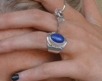 GOT style - Lapis Lazuli Ring - natural stone - boho ring - blue stone ring - silver ring - sterling silver rings