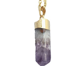 Amethyst Necklace - natural gemstone - amethyst stone jewellery - boho necklace - hippie necklace