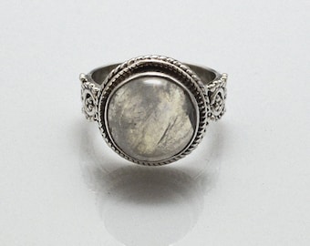 Moonstone Silver Ring - bohemian ring- Rainbow moonstone - Gypsy ring