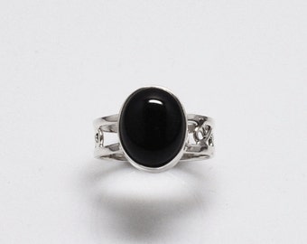 Wanderer II - Black Onyx and silver ring/ bohemian ring