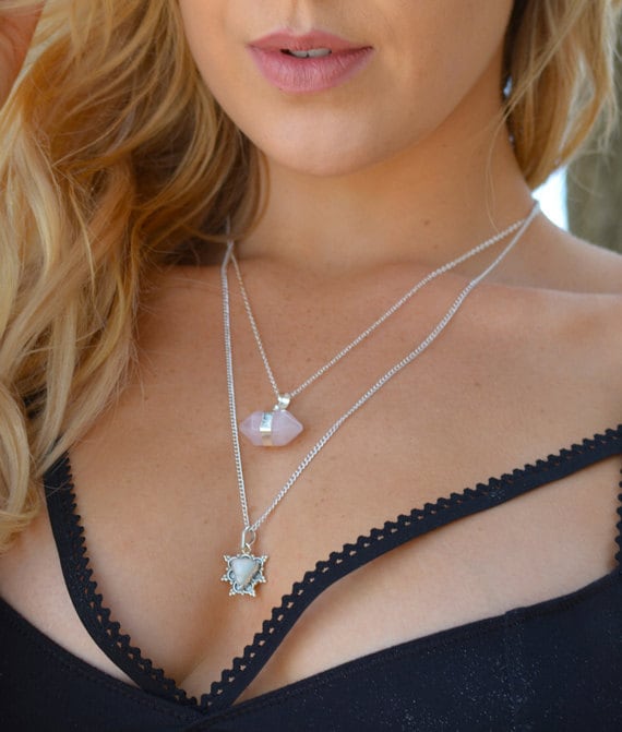 Moonstone pendant  - Silver Necklace