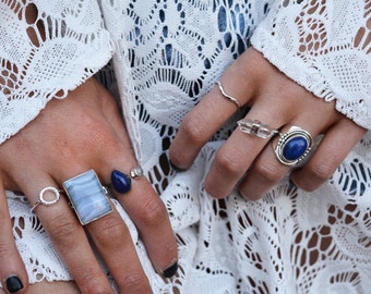 Boho Ring - Blue Lace Agate ring - Bohemian ring - stone ring