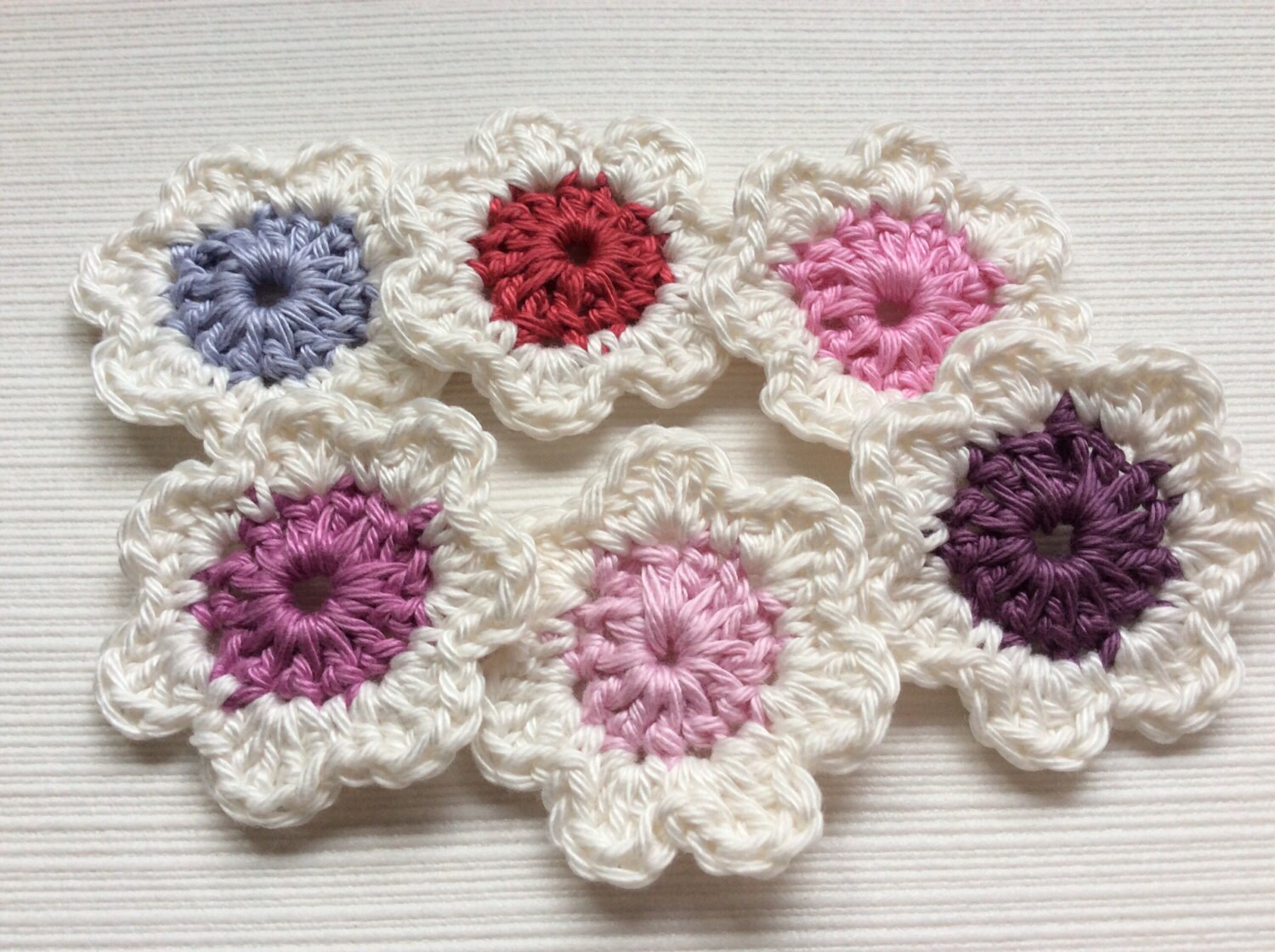 Set Of 6 Crochet Flowers Etsy