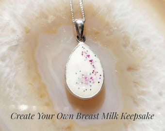 DIY Breast Milk jewellery Kit: Sterling Silver Teardrop Pendant, DIY pendant kit, gift for my wife, gift for new mum, DIY breastmilk kit,