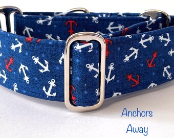 Nautical Martingale Collar, Greyhound Collar, Whippet Collar, Iggy Collar, Lurcher Collar, Large Breed Collar, Sighthound Collar