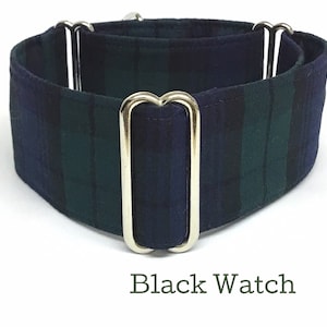 Collar Martingala a cuadros escoceses verdes, collar para galgo, collar para galgo, collar para whippet, collar para saluki, collar para galgo