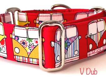 Red Camper Martingale Collar, Greyhound Collar, Whippet Collar, Iggy Collar, Lurcher Collar, Large Breed Collar, Sighthound Collar