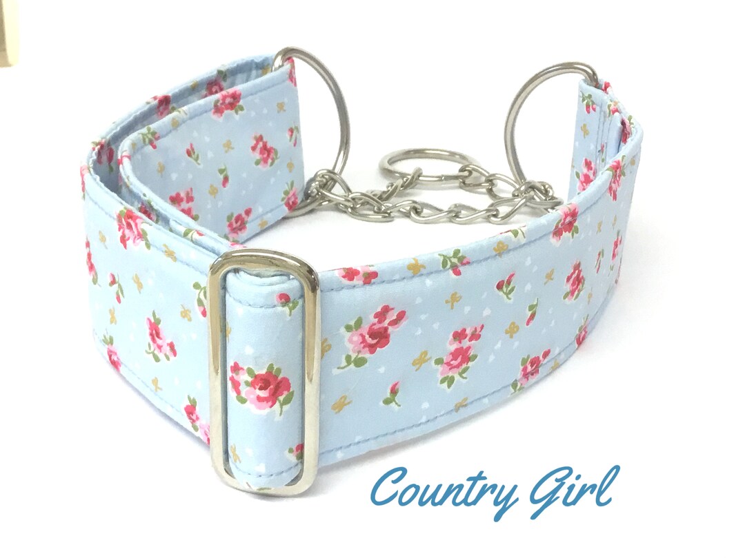 Country Roses Floral Half Check Martingale Collar, Chain Martingale