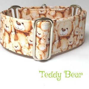 Teddy Bear Martingale Dog Collar, Greyhound Collar, Whippet Collar, Saluki Collar, Sighthound Collar, Longdog Collar, Large Breed Collar