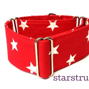 Red Star  Design Martingale Dog  Collar , Greyhound Collar , Whippet Collar , Lurcher Collar , Sighthound Collar, Saluki Collar, Longdog