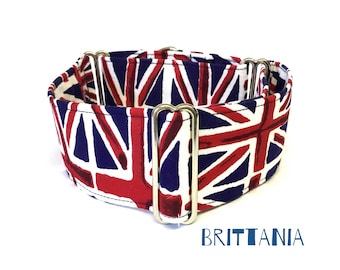 Union Jack Martingale Collar, Whippet Collar, Greyhound Collar, Lurcher Collar,Saluki Collar, Sighthound Collar, Longdog Collar, Large Breed
