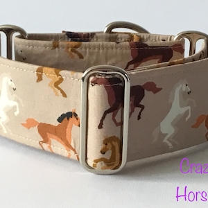 Collier martingale pour chien Horses Design, collier lévrier, collier whippet, collier lévrier italien, grande race, lévrier, lurcher, saluki