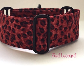 Leopard Print Martingale Collar, Greyhound Collar, Whippet Collar, Lurcher Collar, Iggy Collar, Sighthound Collar, Large Breed